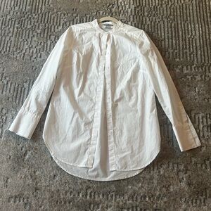 H&M White Button Down Shirt collarless size 6